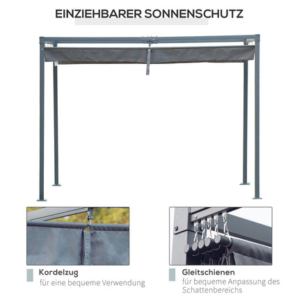 Stahlpergola 4x3m mit verstellbarem Dach, Dunkelgrau