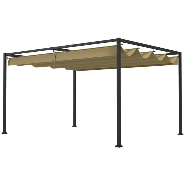 Pergola 4x3m Stahl, Verstellbares Dach, Sonnenschutz Khaki
