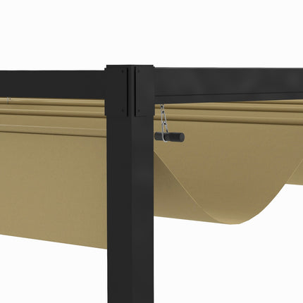 Pergola 4x3m Stahl, Verstellbares Dach, Sonnenschutz Khaki