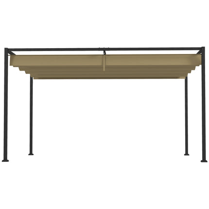 Pergola 4x3m Stahl, Verstellbares Dach, Sonnenschutz Khaki