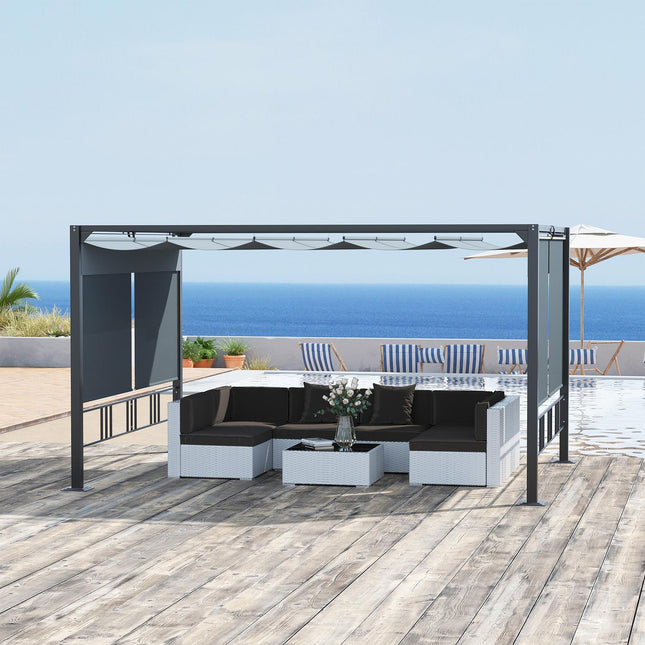 Garten-Pergola Pavillon mit Sonnendach und Jalousien