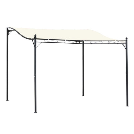 Metall-Pergola-Pavillon mit Vordach, Creme, 297x297 cm
