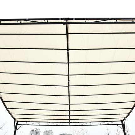 Metall-Pergola-Pavillon mit Vordach, Creme, 297x297 cm