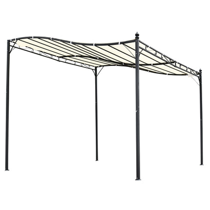 Metall-Pergola-Pavillon mit Vordach, Creme, 297x297 cm