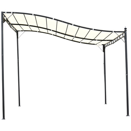 Metall-Pergola-Pavillon mit Vordach, Creme, 297x297 cm
