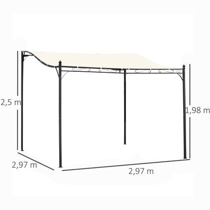 Metall-Pergola-Pavillon mit Vordach, Creme, 297x297 cm