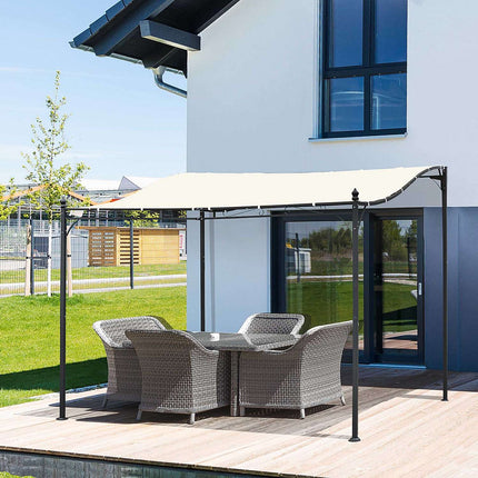 Metall-Pergola-Pavillon mit Vordach, Creme, 297x297 cm