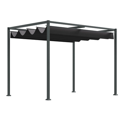 Zahradní altán pergola s nastavitelnou střechou, černo-šedý polyester