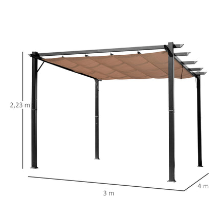 Verstellbare Aluminium Pergola Pavillon, 3x4m, Grau/Braun