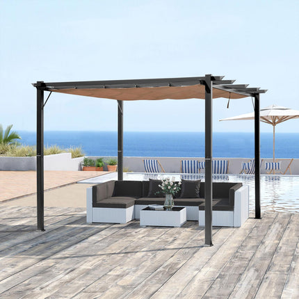 Verstellbare Aluminium Pergola Pavillon, 3x4m, Grau/Braun
