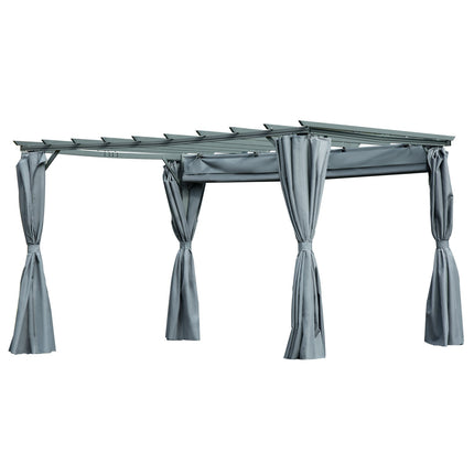 Wetterfeste Pergola-Laube aus Stahl, verstellbares Dach, Grau, 3,6x3M