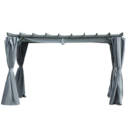 Wetterfeste Pergola-Laube aus Stahl, verstellbares Dach, Grau, 3,6x3M
