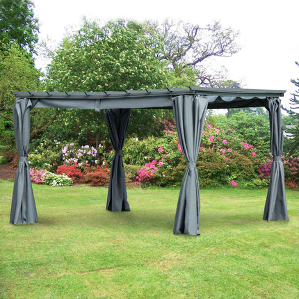 Wetterfeste Pergola-Laube aus Stahl, verstellbares Dach, Grau, 3,6x3M