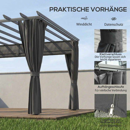 Pergola Pavillon 3x3.6m, Aluminiumgestell, Dunkelgrau