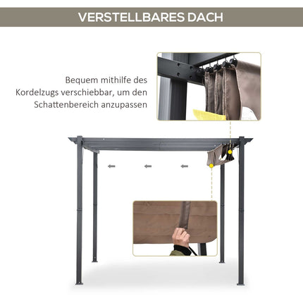 Pergola Pavillon Terrassenüberdachung, Schiebedach, Aluminium