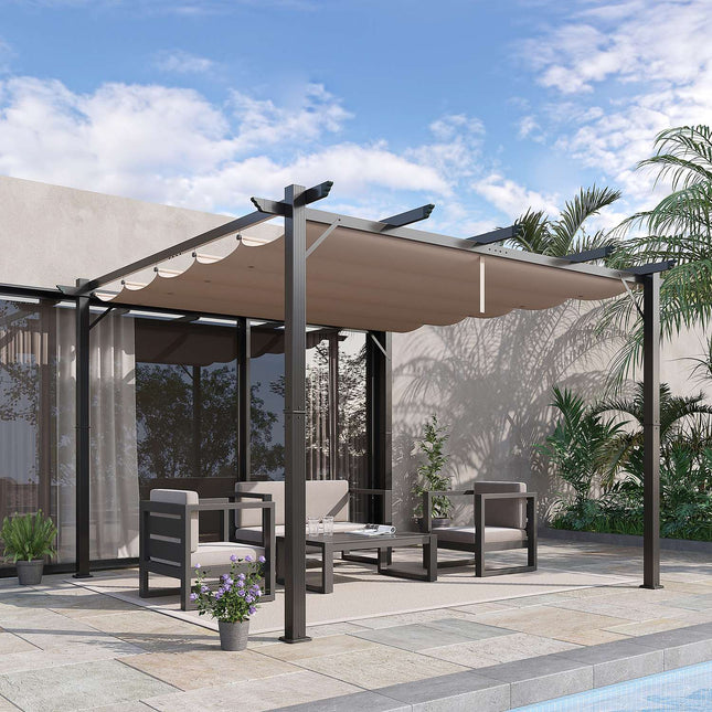 Pergola Pavillon Terrassenüberdachung, Schiebedach, Aluminium
