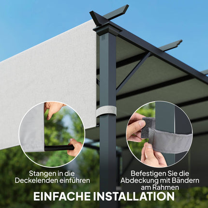 Pergola-Ersatzdach, UV-Schutz, 3x3m, Hellgrau