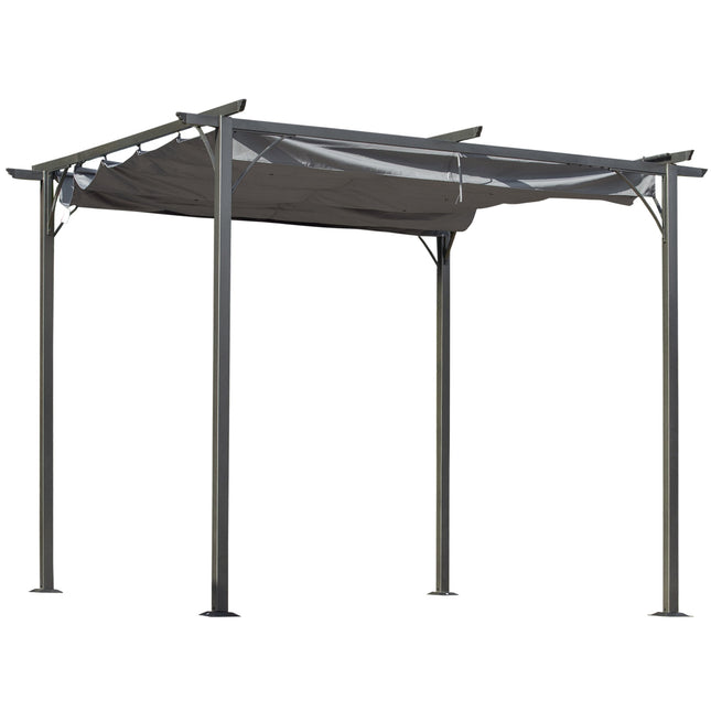 3x3m Pergola Pavillon mit Schiebedach, wasserdichtem UV-Schutz