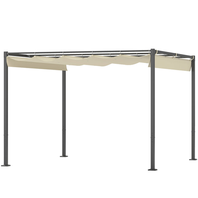 Verstellbarer Metall-Pavillon 3x3m, Beige, UV-Schutz