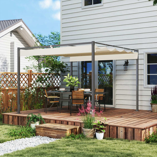 Verstellbarer Metall-Pavillon 3x3m, Beige, UV-Schutz