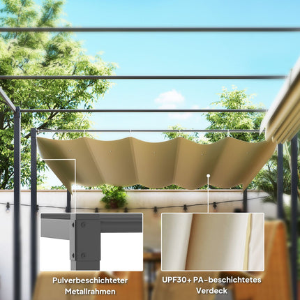 Verstellbarer Metall-Pavillon 3x3m, Beige, UV-Schutz