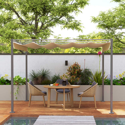Verstellbarer Metall-Pavillon 3x3m, Beige, UV-Schutz