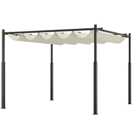 Pergola env. 3x3m pavillon de jardin, toit de terrasse en métal, pavillon de jardin avec toit réglable, autoportant, protection UV 30+, pour terrasse et jardin, blanc crème