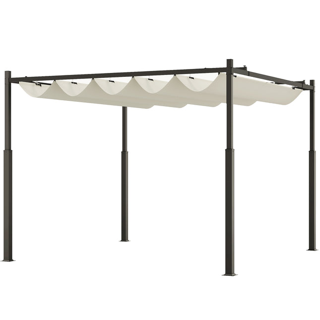 Pergola 3x3m Freistehende Metall-Terrassenüberdachung, UV 30+ Cremeweiß