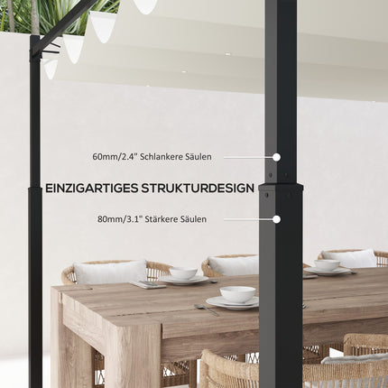 Pergola env. 3x3m pavillon de jardin, toit de terrasse en métal, pavillon de jardin avec toit réglable, autoportant, protection UV 30+, pour terrasse et jardin, blanc crème
