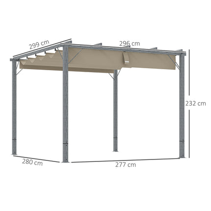 Aluminium-Pergola 3x3m mit verstellbarem Dach, UV-Schutz