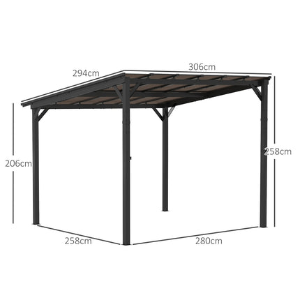 Metall-Pergola-Pavillon 3x3m, Wasserdicht UV50+ Dunkelgrau