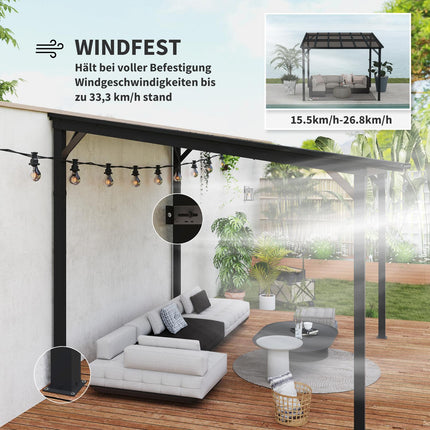 Metall-Pergola-Pavillon 3x3m, Wasserdicht UV50+ Dunkelgrau
