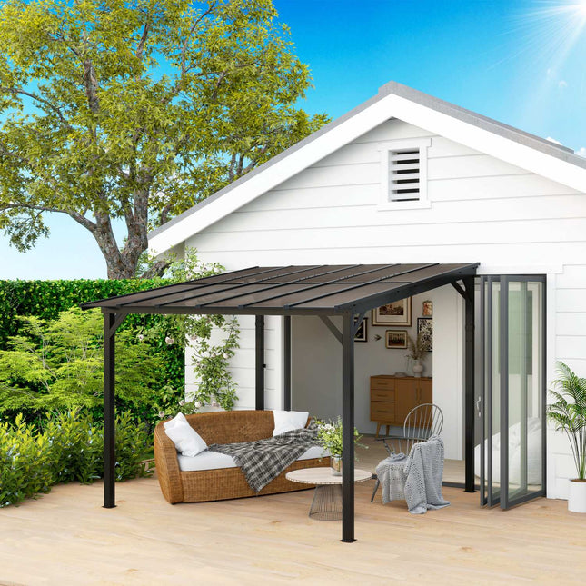 Metall-Pergola-Pavillon 3x3m, Wasserdicht UV50+ Dunkelgrau