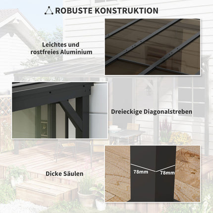 Metall-Pergola-Pavillon 3x3m, Wasserdicht UV50+ Dunkelgrau