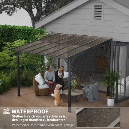 Metall-Pergola-Pavillon 3x3m, Wasserdicht UV50+ Dunkelgrau