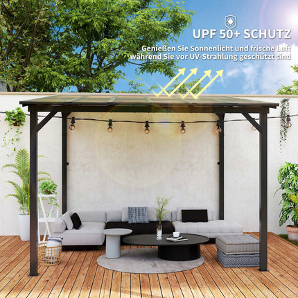 Metall-Pergola-Pavillon 3x3m, Wasserdicht UV50+ Dunkelgrau