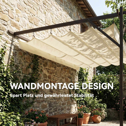 Pergola with Adjustable Roof, 4x3m, Wall-Mounted, UV30+ Protection