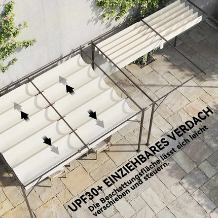 Pergola with Adjustable Roof, 4x3m, Wall-Mounted, UV30+ Protection