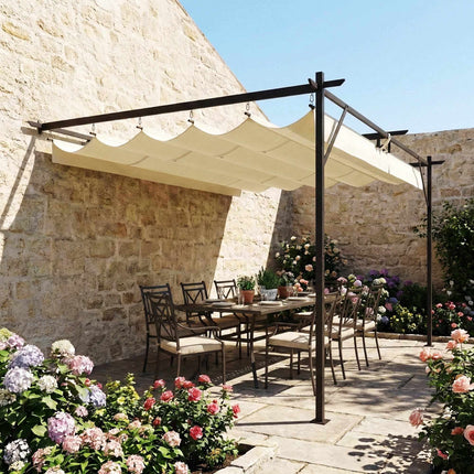 Pergola with Adjustable Roof, 4x3m, Wall-Mounted, UV30+ Protection