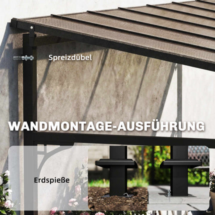 Pergola mit Polycarbonatdach, Metallrahmen, 400x300 cm
