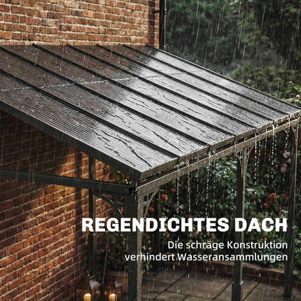 Pergola mit Polycarbonatdach, Metallrahmen, 400x300 cm