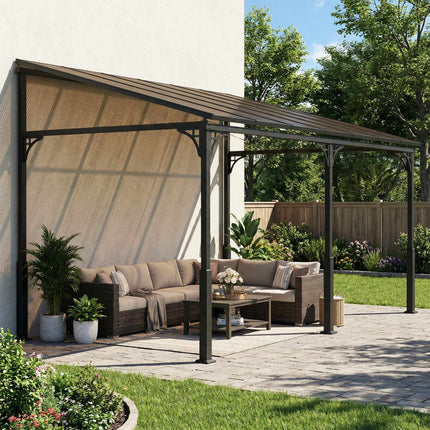 Pergola mit Polycarbonatdach, Metallrahmen, 400x300 cm