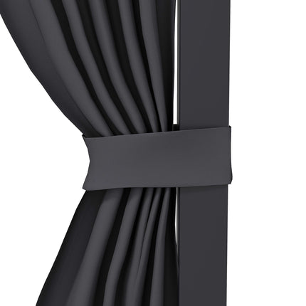 Pergola mit Schiebedach & Vorhängen, Dunkelgrau, 3,65x2,55m