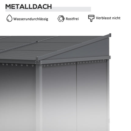 Pergola mit Schiebedach & Vorhängen, Dunkelgrau, 3,65x2,55m