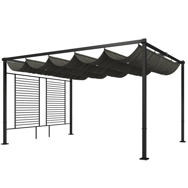 Pergola mit verschiebbarem Dach, UV50+-Schutz, Dunkelgrau
