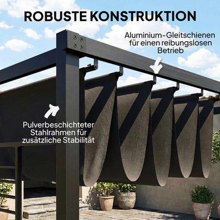 Pergola s posuvnou střechou, UV50+ ochrana, tmavě šedá
