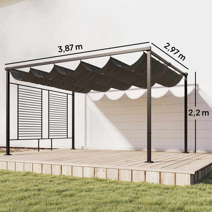 Pergola s posuvnou střechou, UV50+ ochrana, tmavě šedá