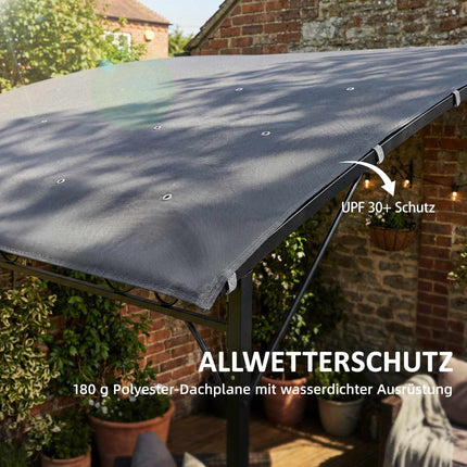 Pergola mit wasserdichtem Vordach, Metallrahmen, 384x286 cm