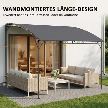 Pergola mit wasserdichtem Vordach, Metallrahmen, 384x286 cm