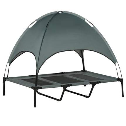Erhöhtes Outdoor-Hundebett mit Baldachin, atmungsaktiver Stoff, grau